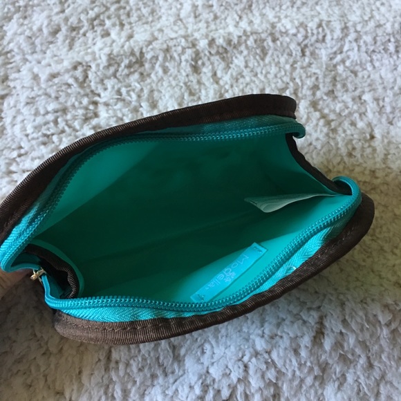A Small teal and brown patterned makeup bag - Picture 4 of 4